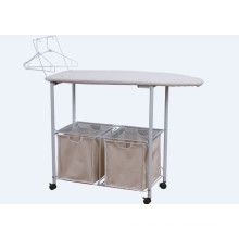 Laundry hamper with ironing board